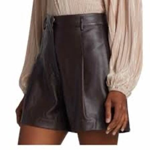 Astr Pants - Astr Wilma Brown Vegan Leather Shorts, L